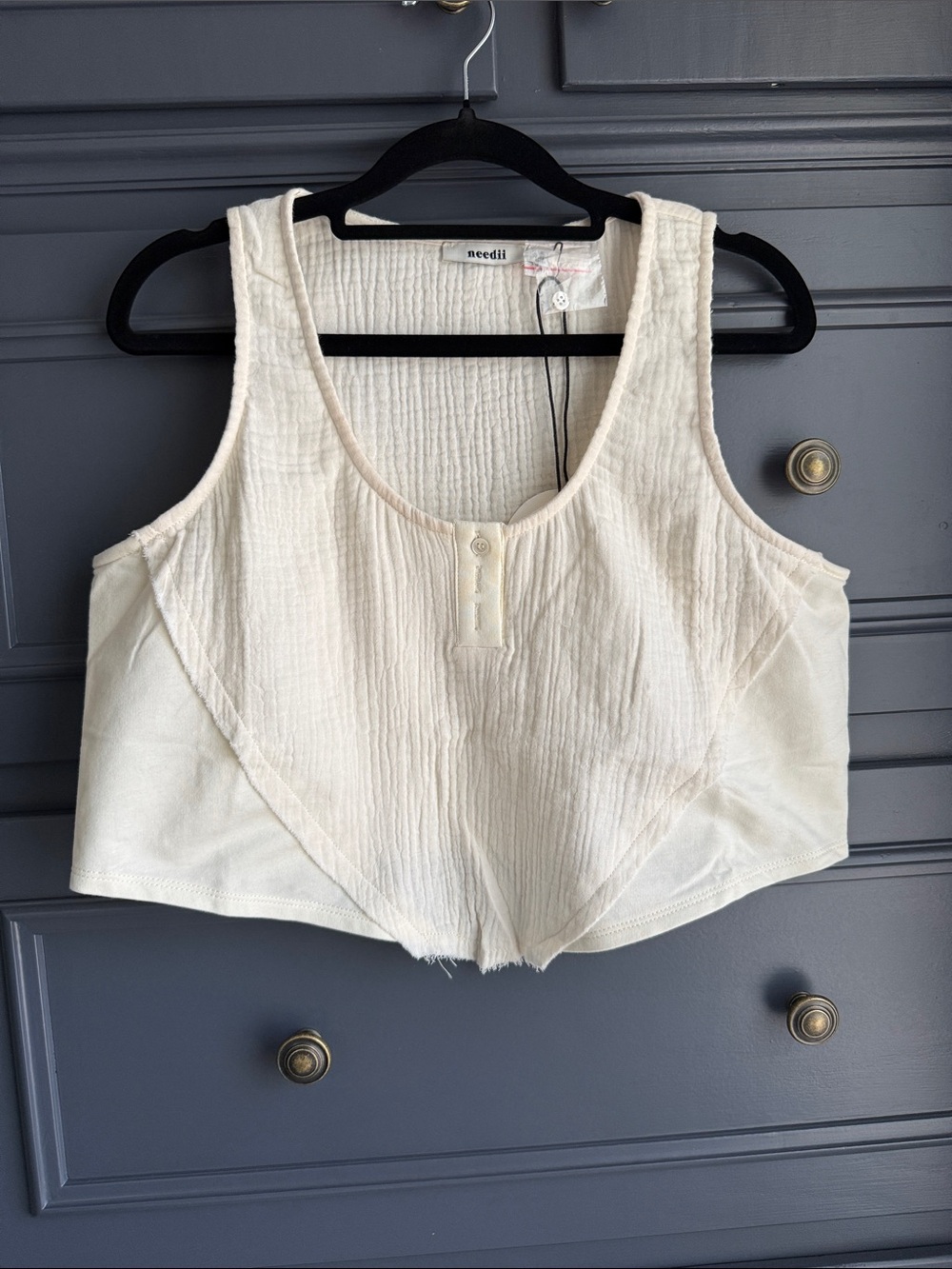 Needii seersucker cropped Henley